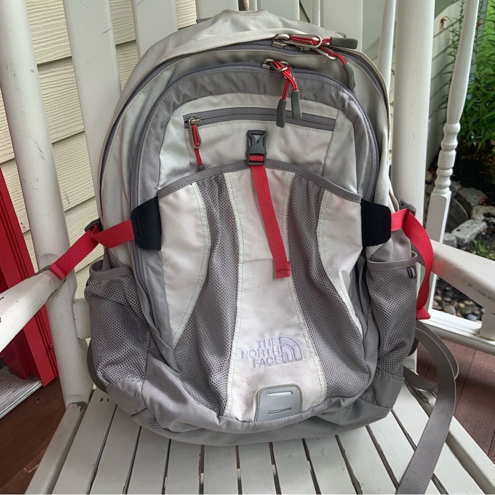 The North Face White, Pink, & Gray Recon Backpack